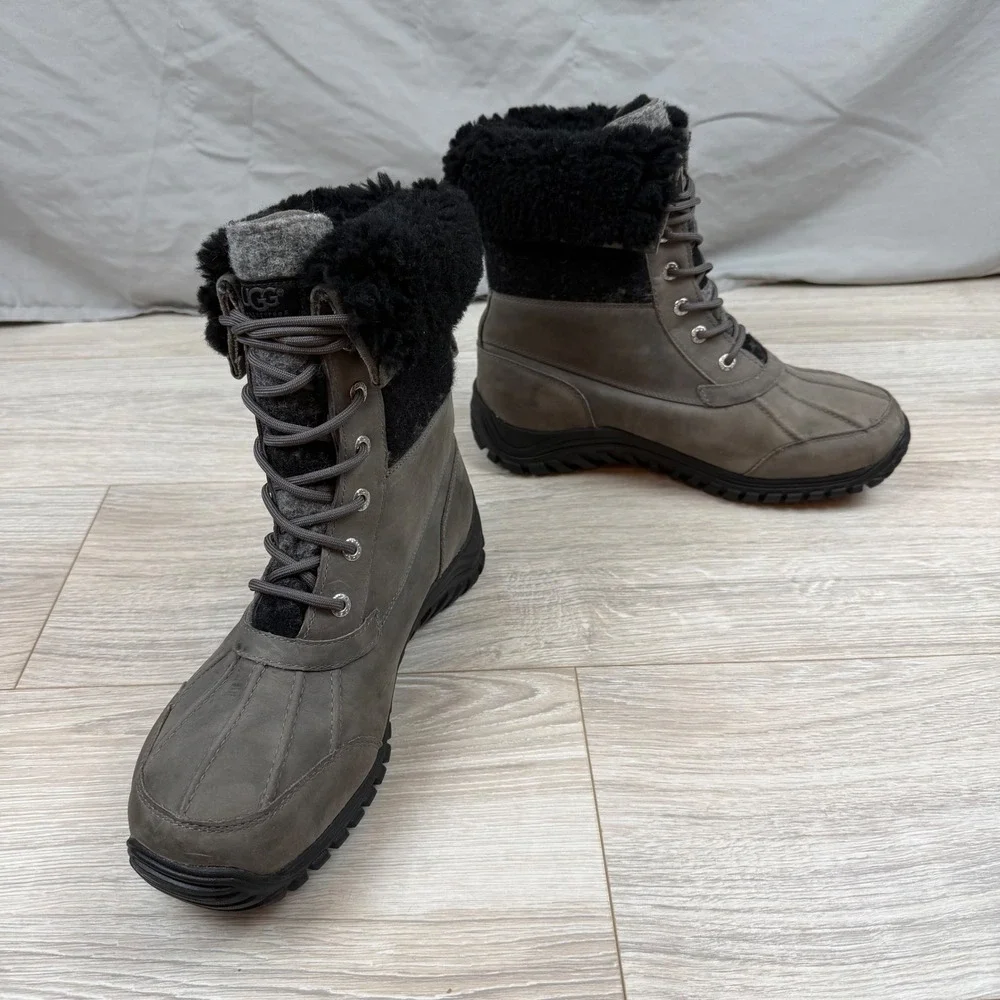 UGG Adirondack II Winter Boots Gray 1014387 Waterproof Sz 11‎ Wool Fur Lined